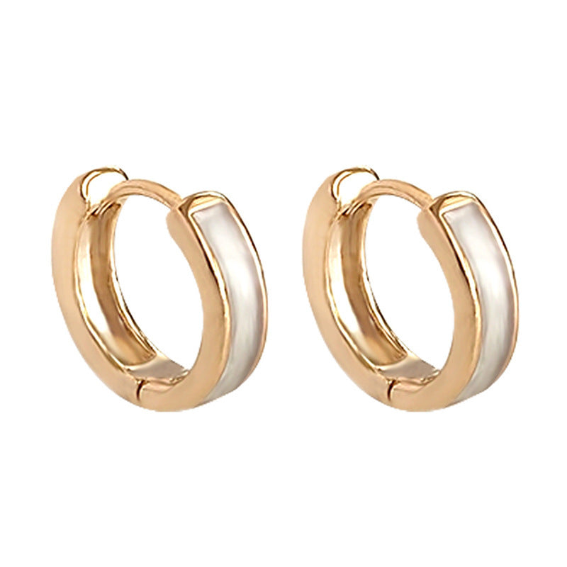 Ring Ear Clip Women's Simple Contrast Color Milky White