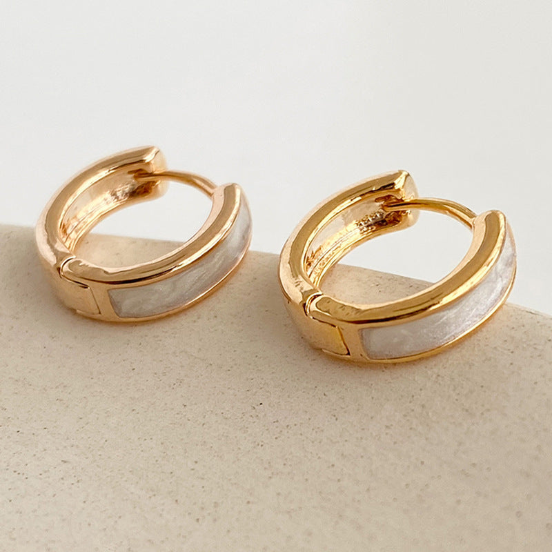 Ring Ear Clip Women's Simple Contrast Color Milky White