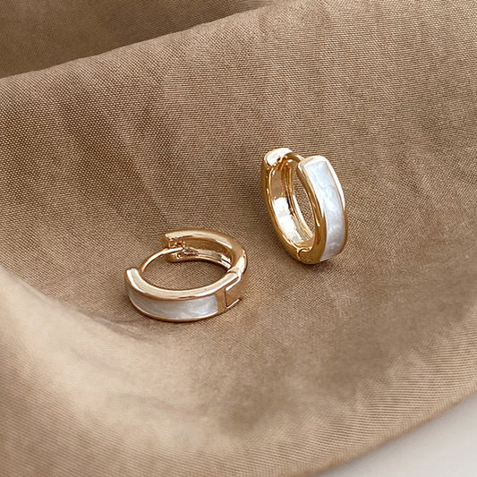 Ring Ear Clip Women's Simple Contrast Color Milky White